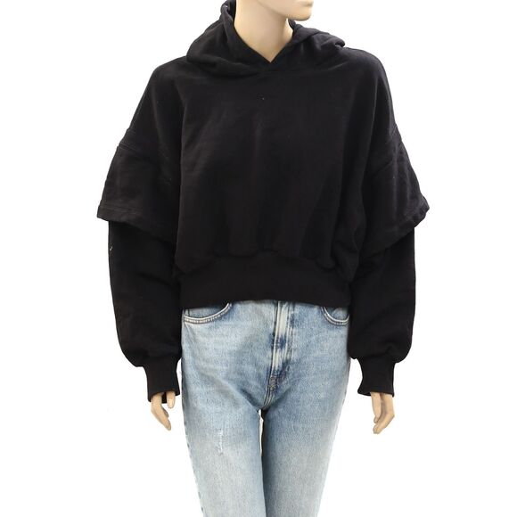 Free People Snow Flow Hoodie sweatshirt Top Printed Stripe Ribbed XS NEW 274837 - Picture 7 of 12